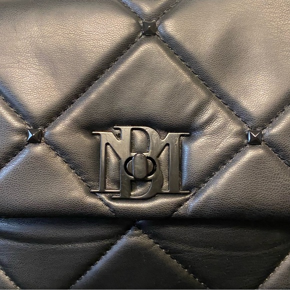 Badgley Mischka bag small quilted black vegan leather chain purse - Picture 2 of 7